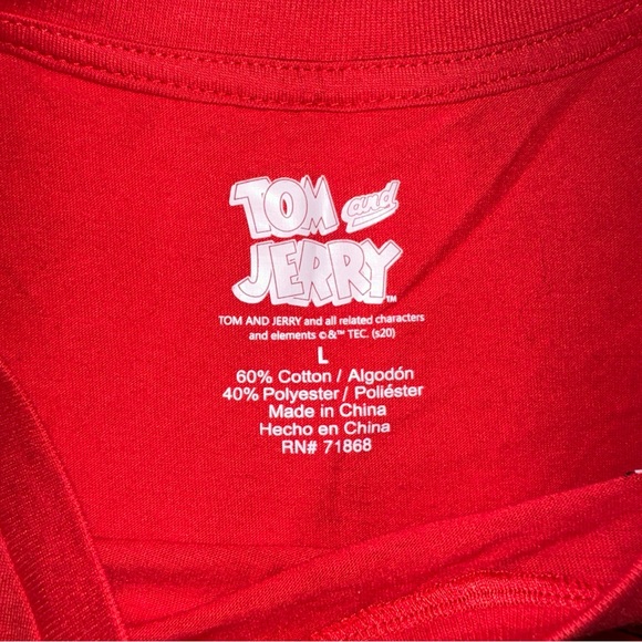 Tom & Jerry | Crewneck Cropped Short Sleeve Embroidered Patch Graphic Tee Shirt - Picture 7 of 11